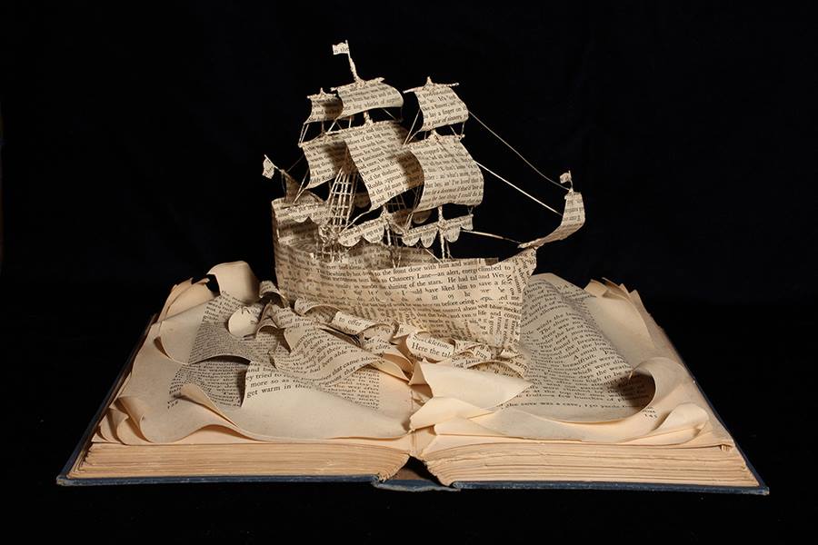 Ship made out of a book