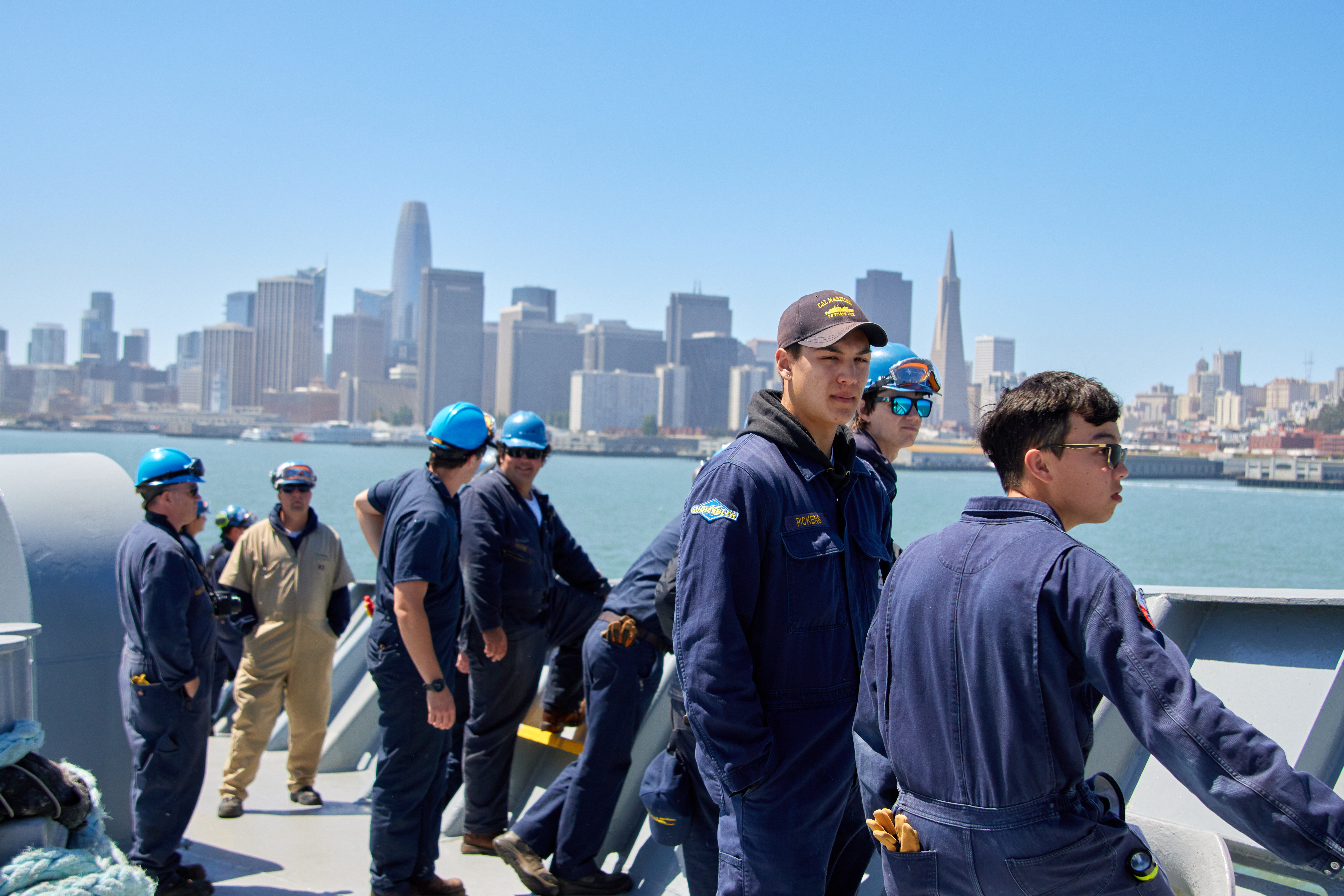 Cadets aboard Training Ship Golden Bear on SF Bay