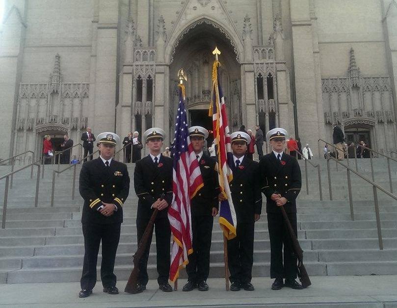 Cadets posing with American flag