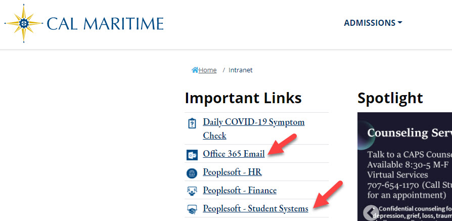 Cal Maritime Student Portal image