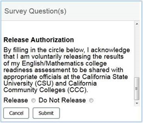 Screenshot of release form checkbox