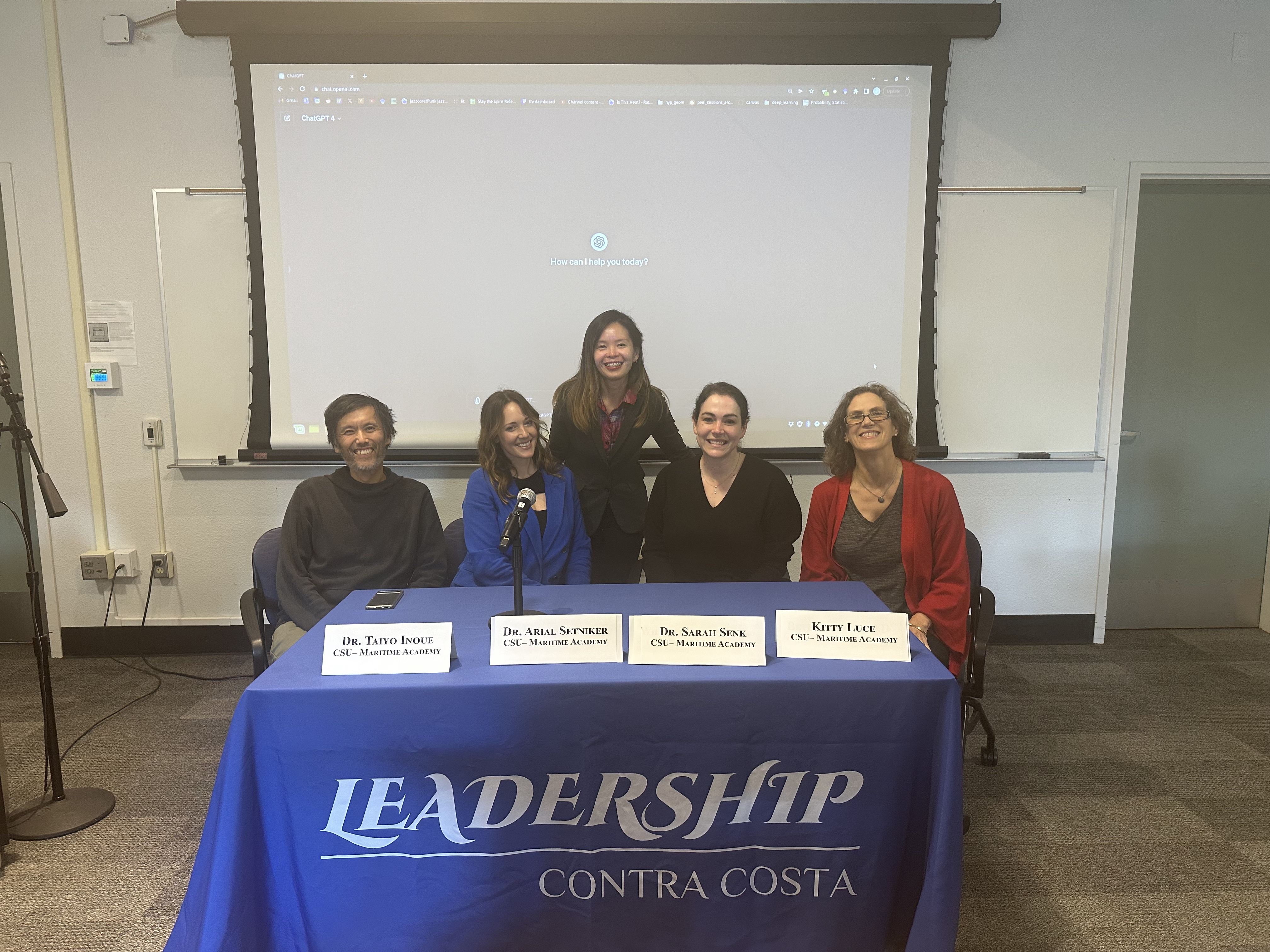 Cal Maritime faculty and staff served as panelists at an event sponsored by the Walnut Creek Chamber of Commerce’s Annual Leadership Program at Diablo Valley Community College. 