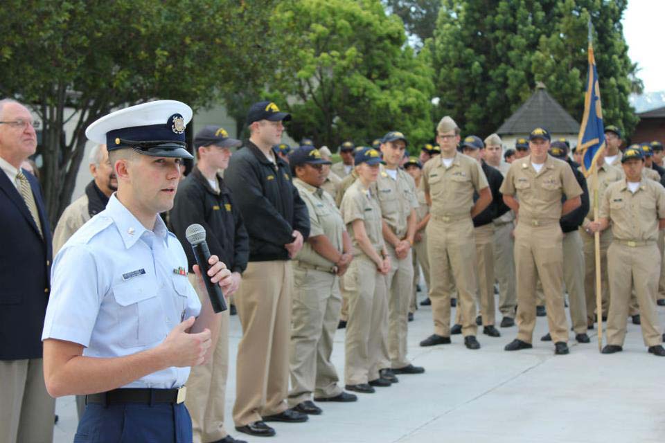 Cadet speaking into microphone