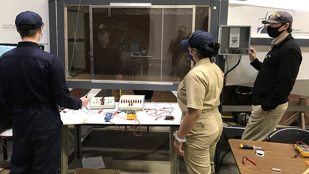 Wind team working on wind tunnel