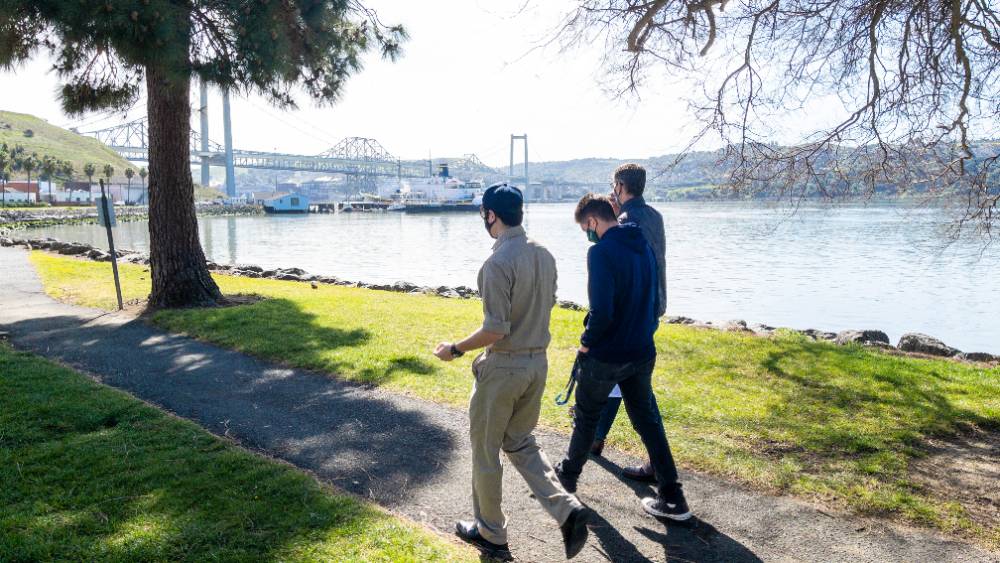 Cadets walking at waterfront