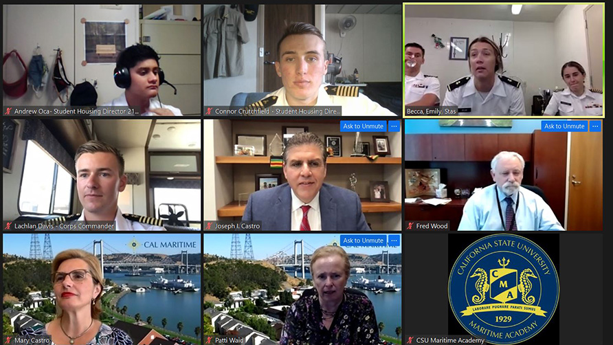 Chancellor Castro with student leadership on zoom