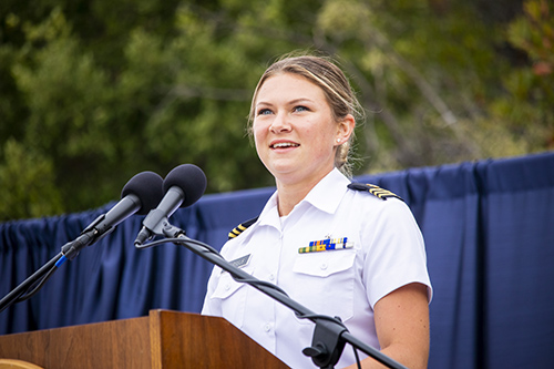 Marina Bartels at podium