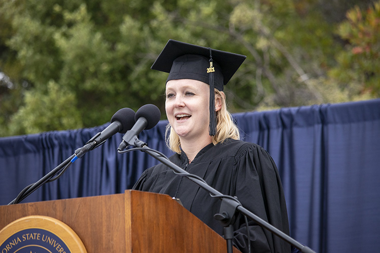 Nicole Light Densberger at podium