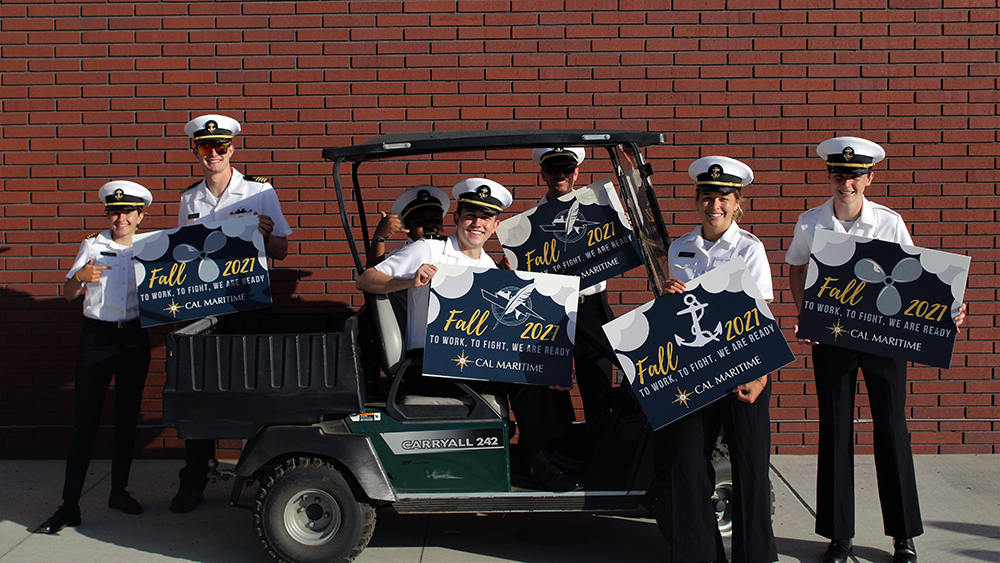 Group of cadets in golf cart