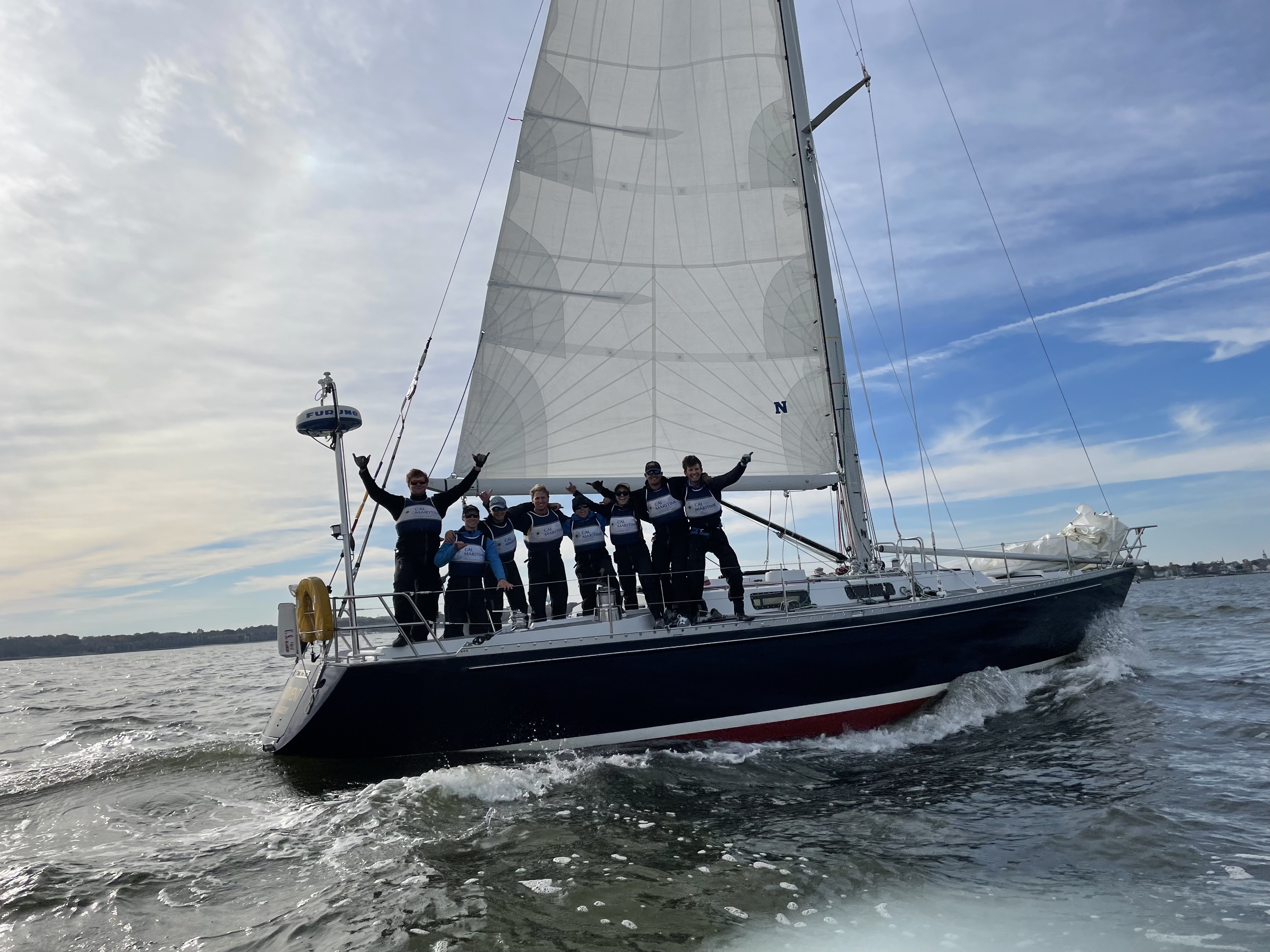 Cal Maritime Team aboard winning vessel for 2021 Kennedy Cup in Annapolis.