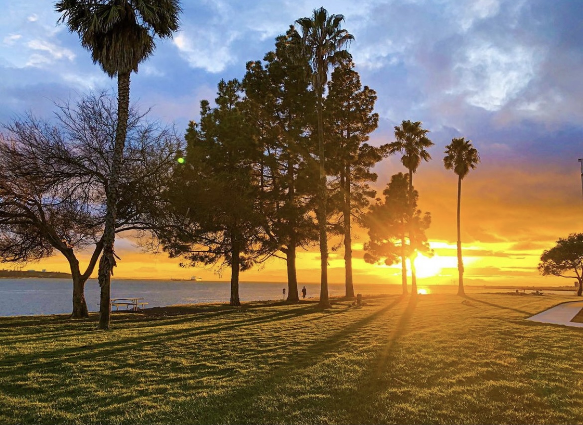 Waterfron pier sunset at California State University Maritime Academy