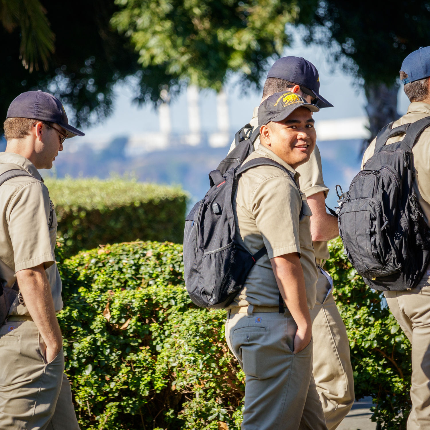 Cadet with backpack