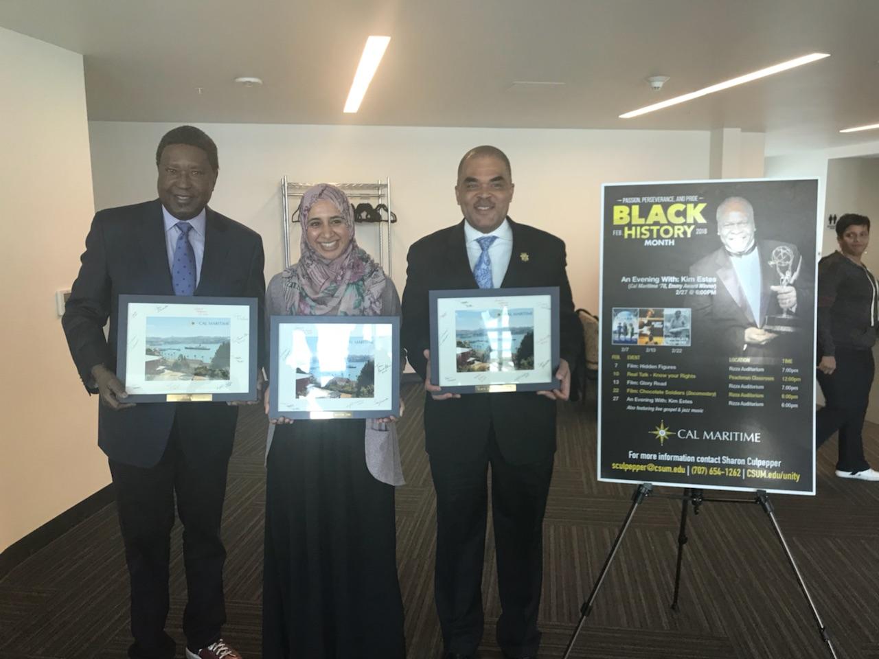  Civil Rights Attorney John Burris, Executive Director of the Council on American-Islamic Relations Zahra Billoo, and Cal Maritime Chief of Police Donny Gordon