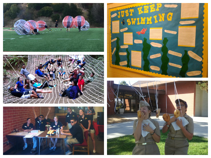 Photo collage of students doing activities on campus