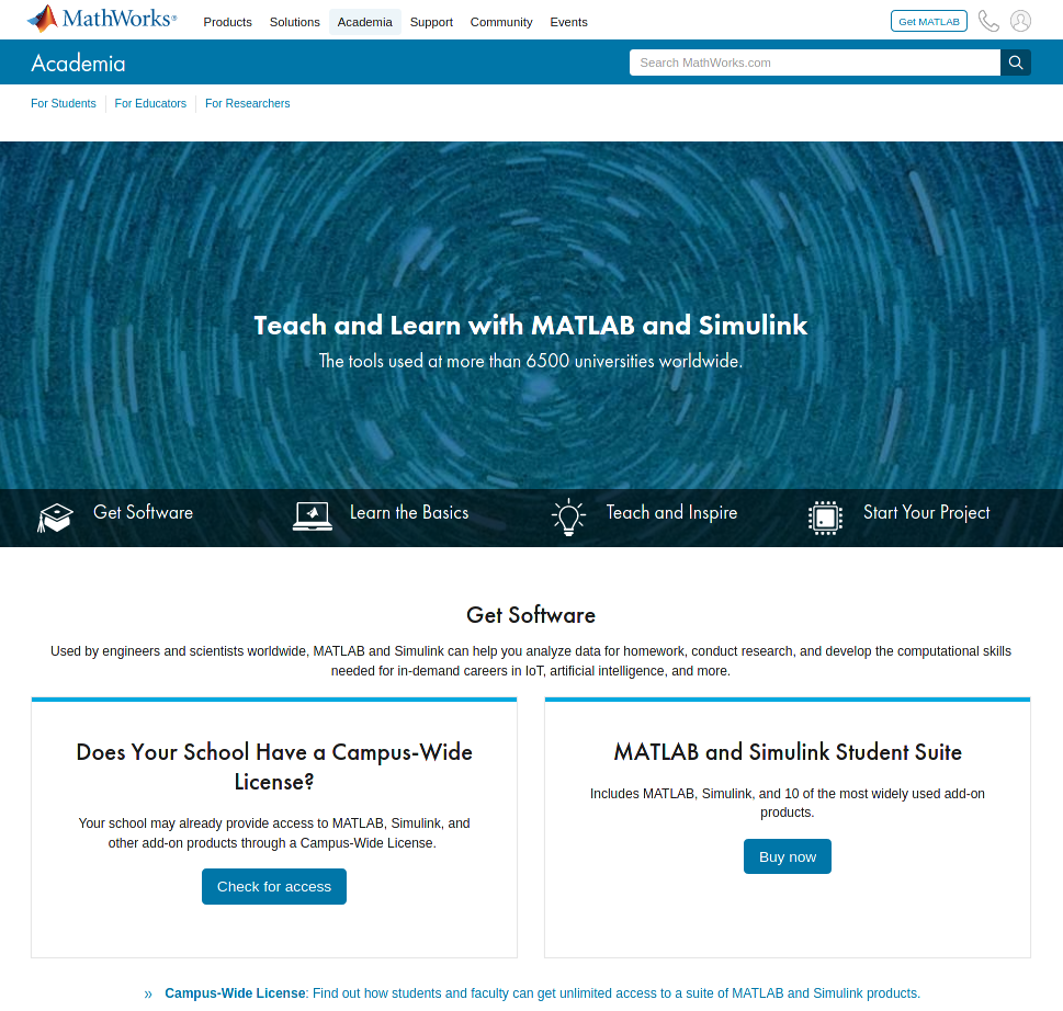  MathWorks Webpage