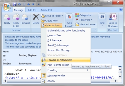 Forward a Spam Message as an Attachment