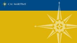 Template with blue and yellow background and compass rose