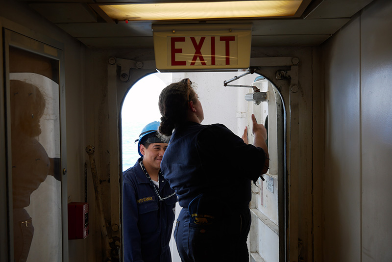 Cadets inspecting hatches