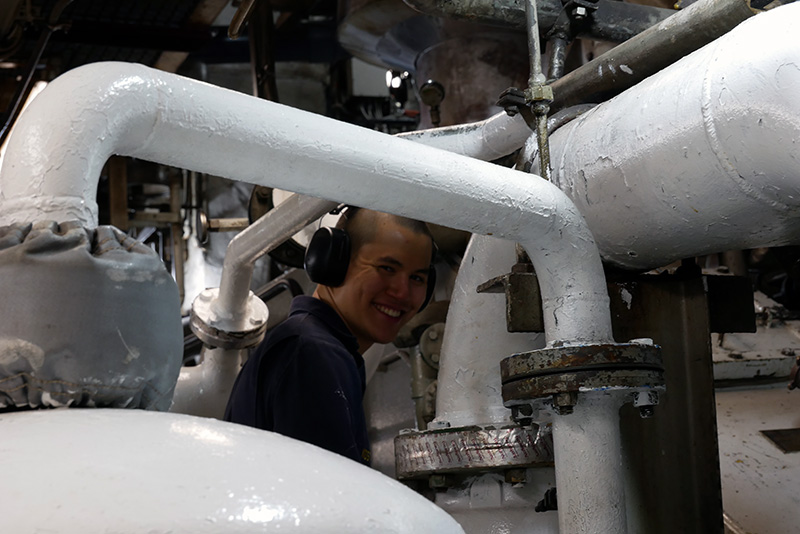 Cadet in engine room