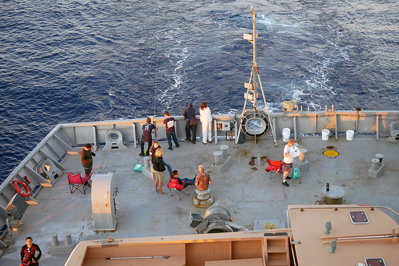 Cadets fishing off fantail