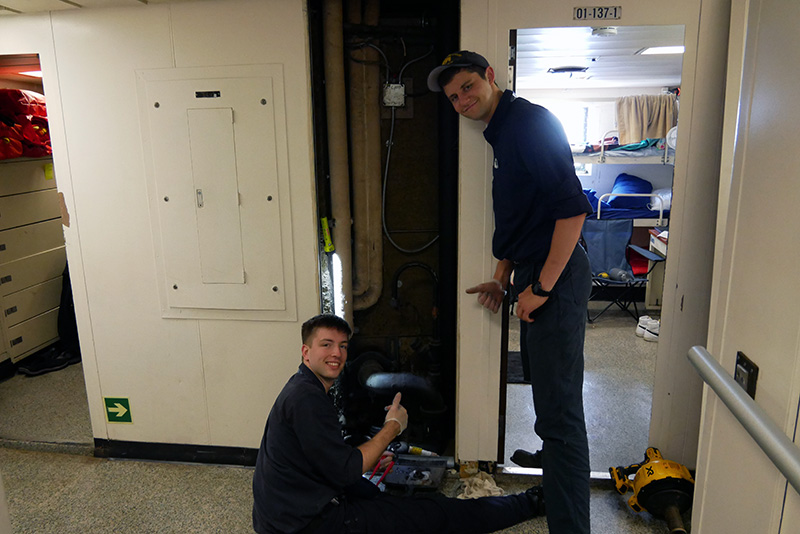 Cadets clearing drain