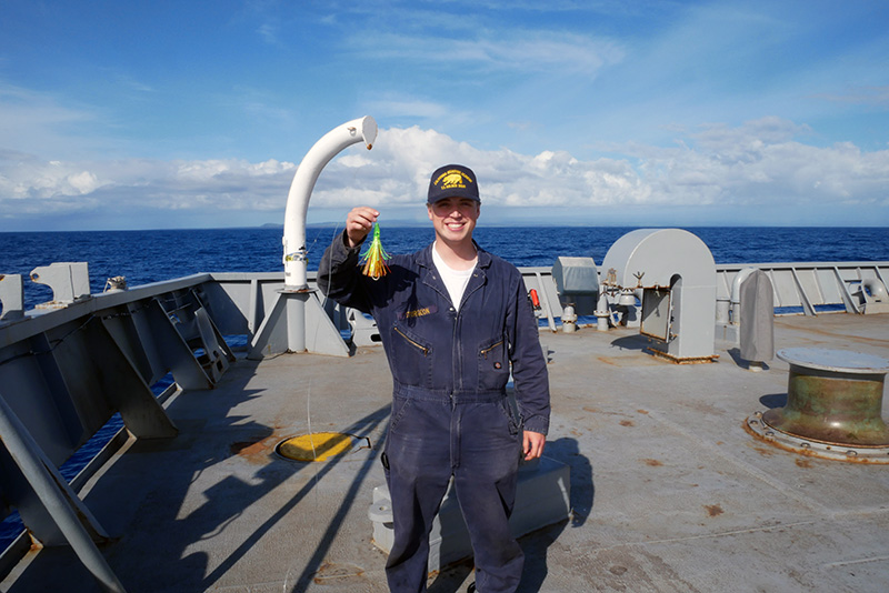 Cadet with fishing gear