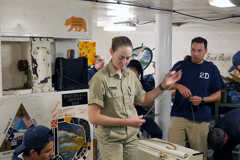 Cadet preparing twine