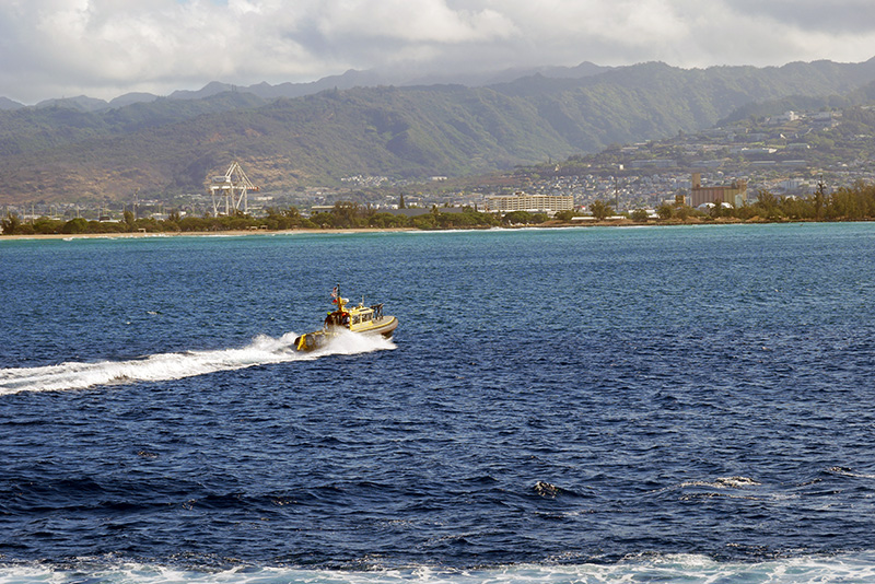 Pilot boat leaving after picking up pilot