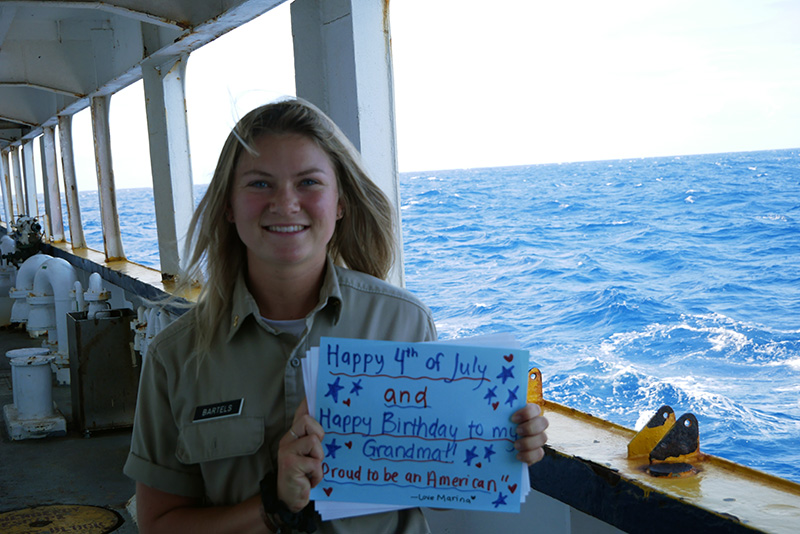 Cadet Bartels wishing her grandmother a Happy Birthday