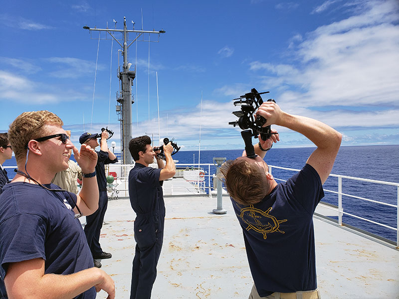 Cadets using sextant