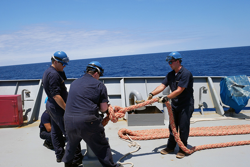 Cadets with mooring lines