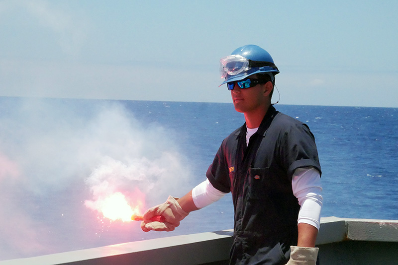 Cadet with pyrotechnics