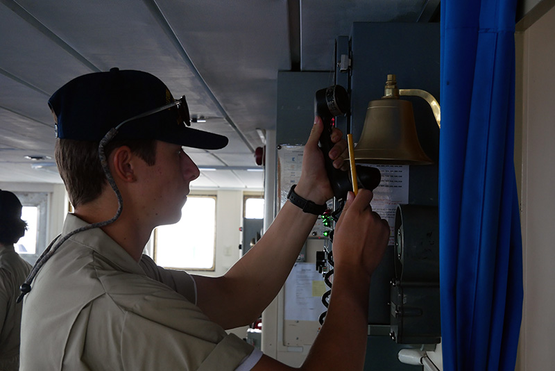 Cadet with telephone