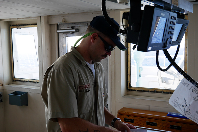 Cadet with head down working