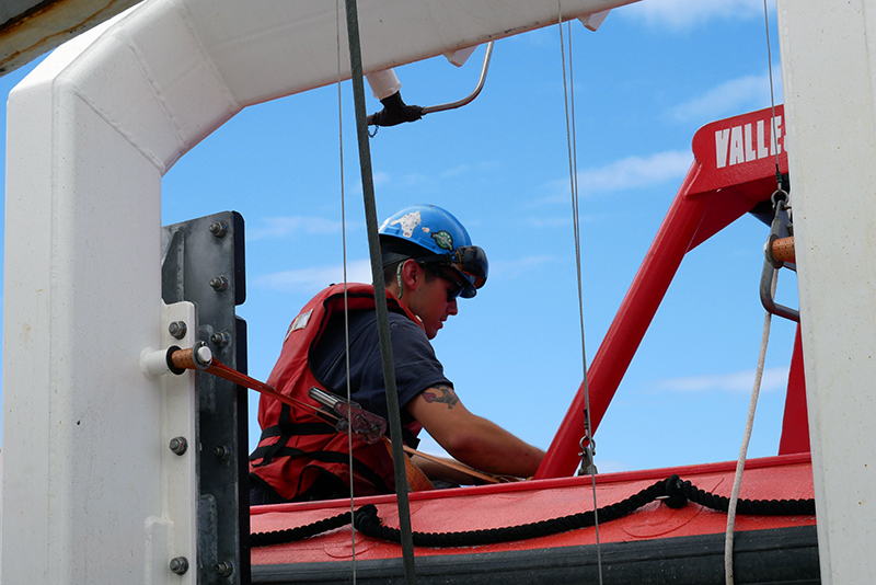 Cadet on rescue boat