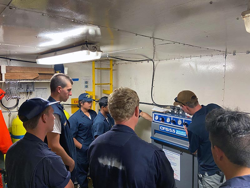 Cadets in engine room