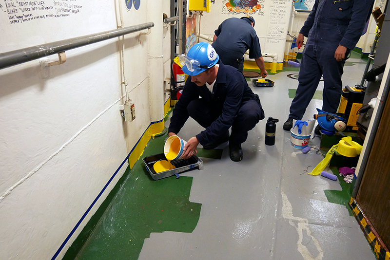 Cadet painting floor