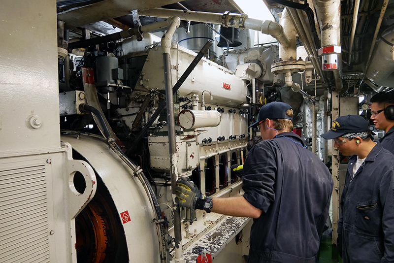 Cadets in engine room