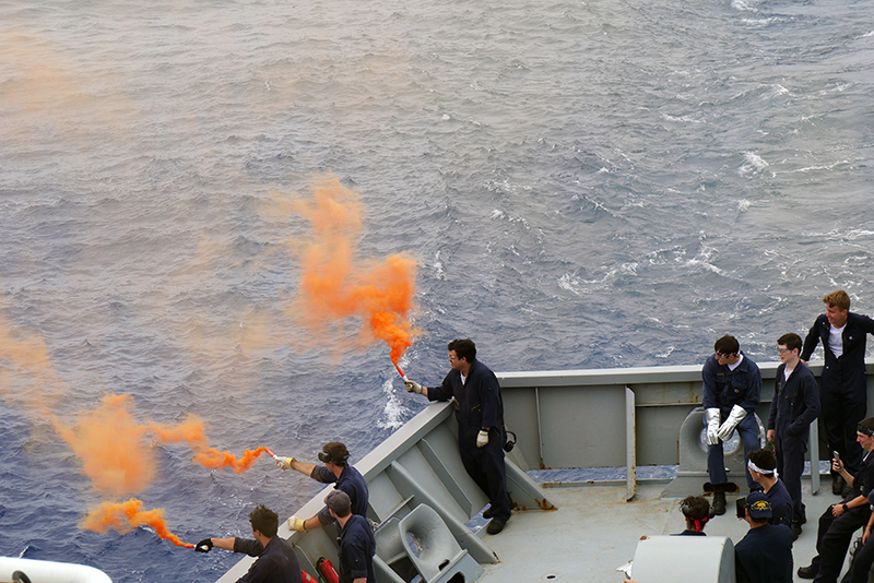 Cadets with orange flares