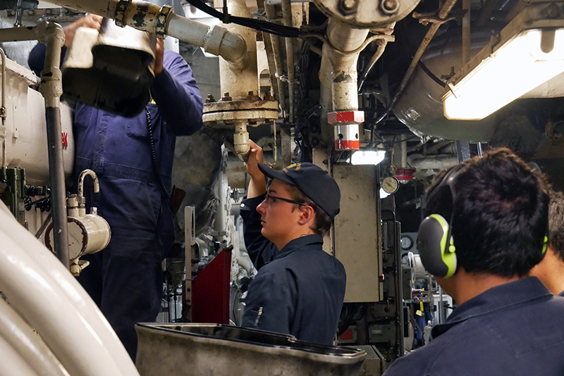 Cadets in engine room