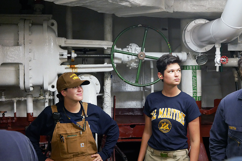 Cadets in engine room