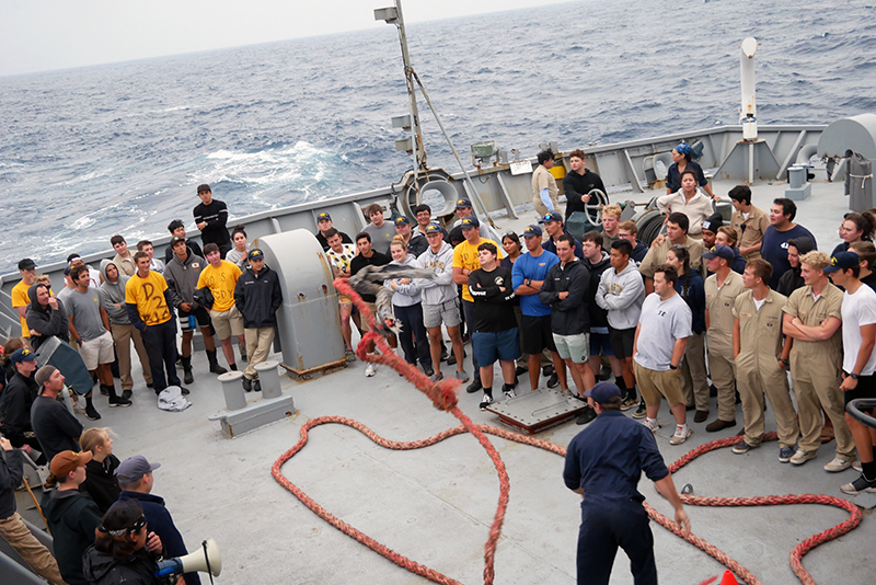 Cadet throwing rope