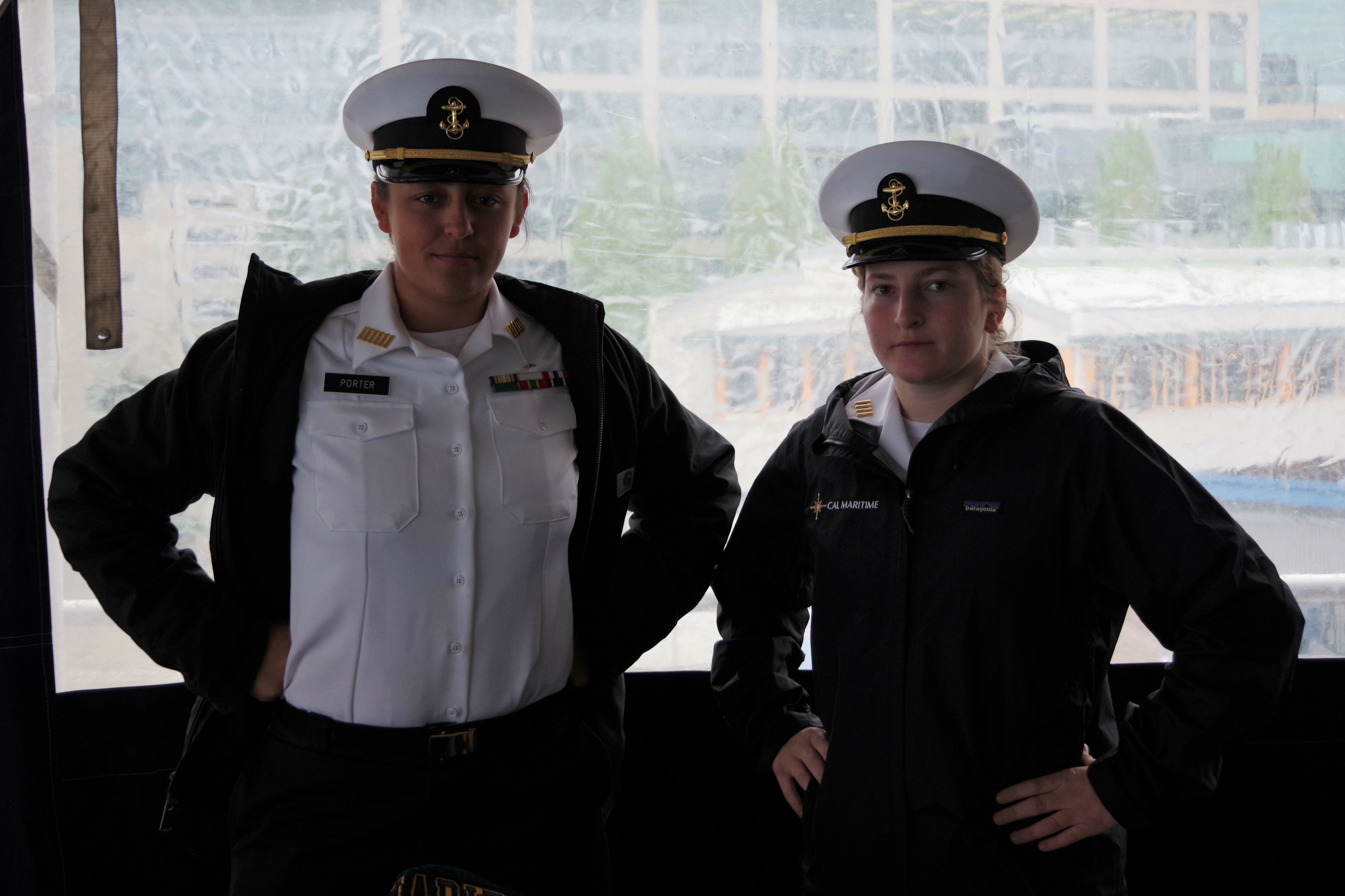Maritime Policy and Management Cadets Alicia Porter and Mackenzie Finck- Photo credit- Emily Robison
