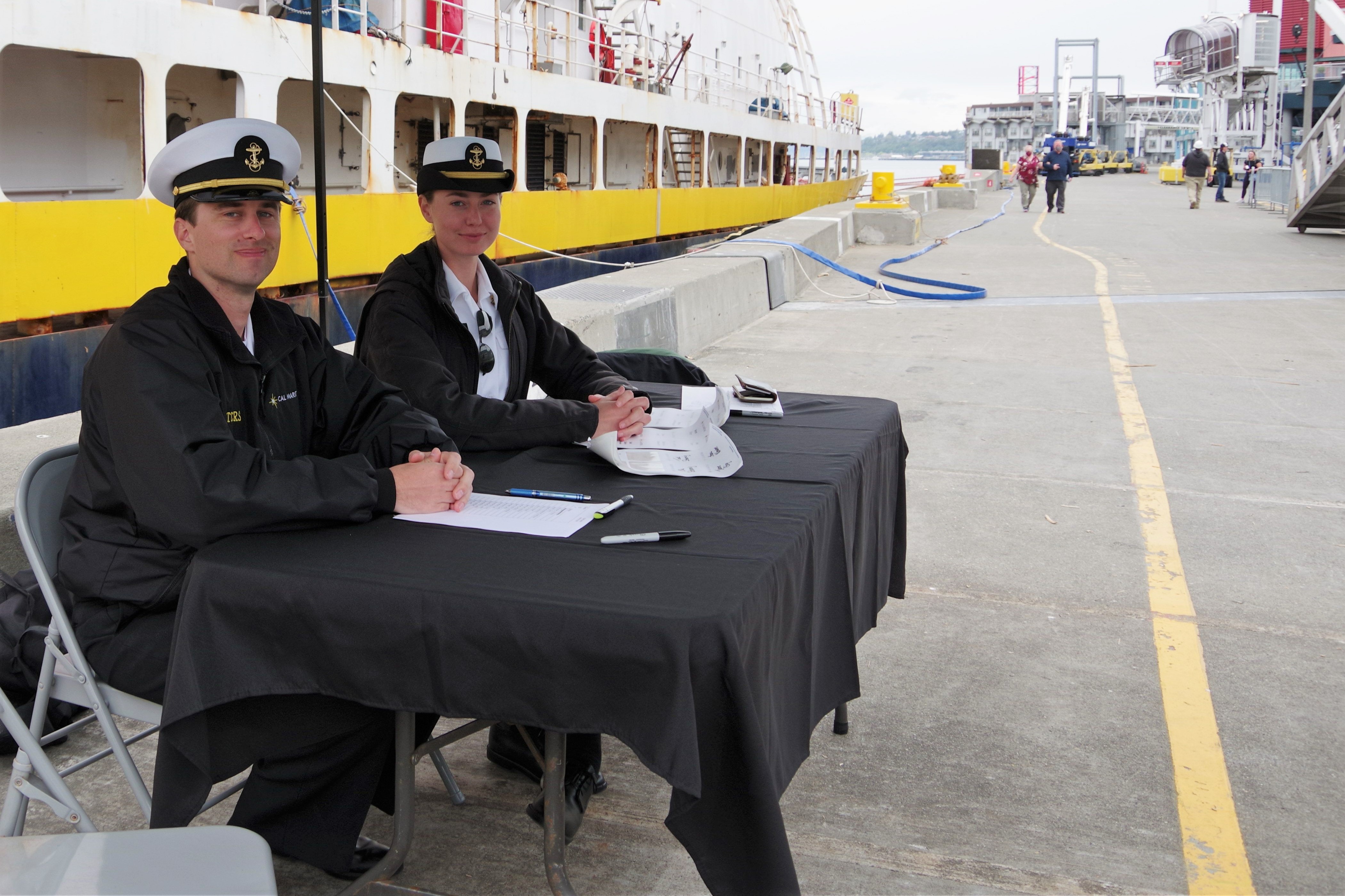 1C cadets Doug Waters and Gabby Harrington greet people for the reception- Photo credit- Emily Robison