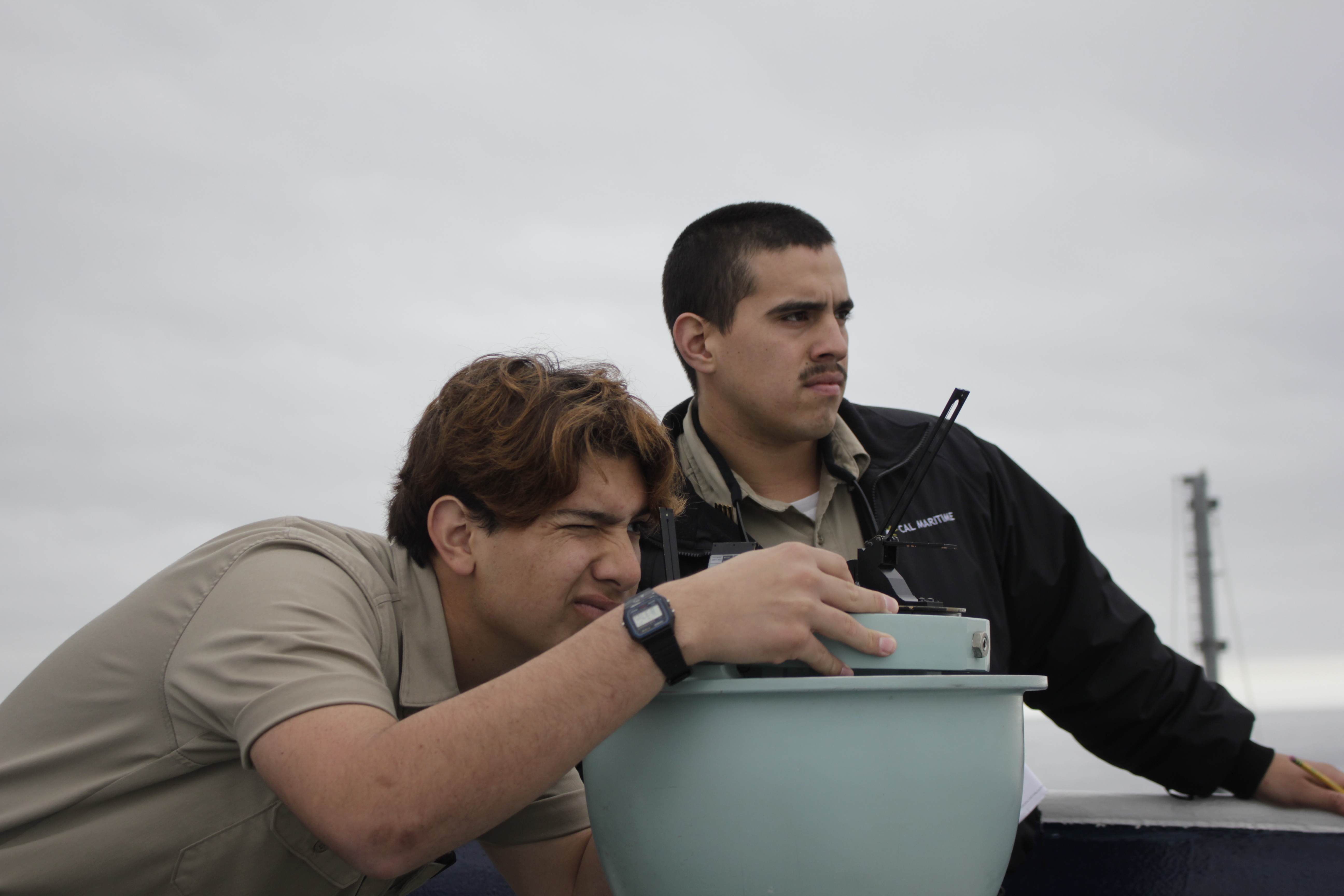 Cadet sedond mate Danny Guzman and cadet sighting of point "No Point"- Photo credit- Daniel Golinski 