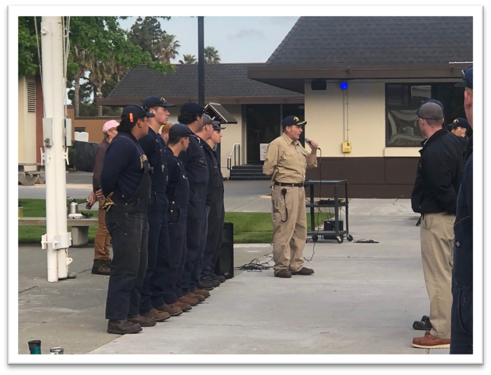 Captain Muenzberg introduces himself to all the cadets going on cruise